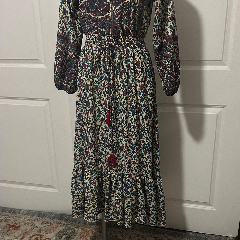 Anthropologie Boemo  Floral Long Sleeve Dress - Red and Blue - Picture 4 of 14